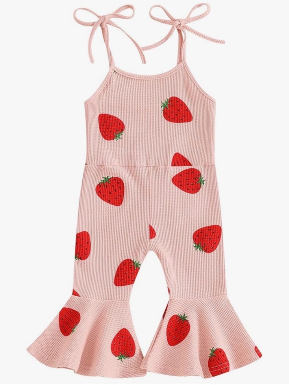 Pink Strawberry Print Ruffled Jumpsuit